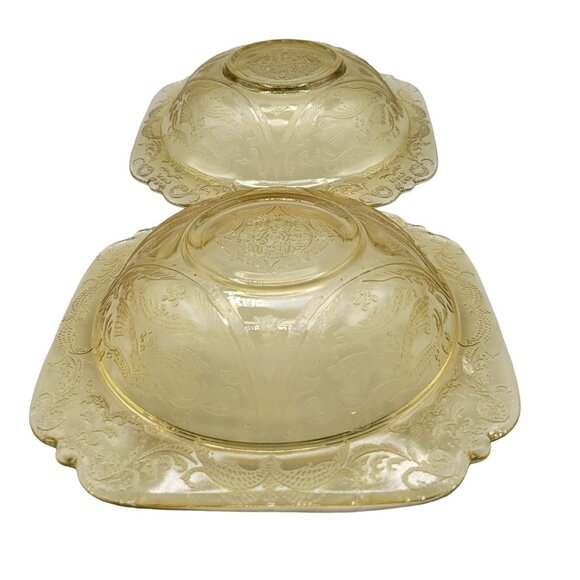 1930's Depression Glass Rim Soup Bowl Federal Madrid Amber Set of Two - Picture 8 of 9